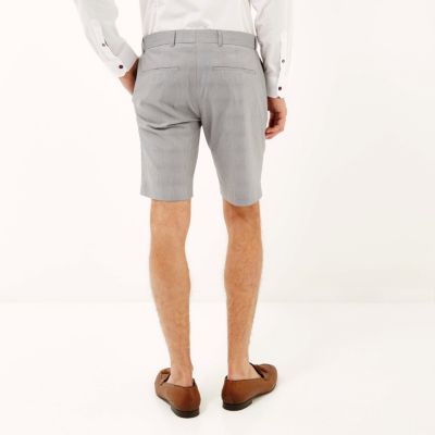 Navy smart tailored dogtooth print shorts